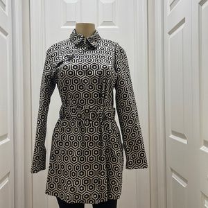 Liz Claiborne Women's Black and gold Belted  Jacket Fashion Light Trench Size L